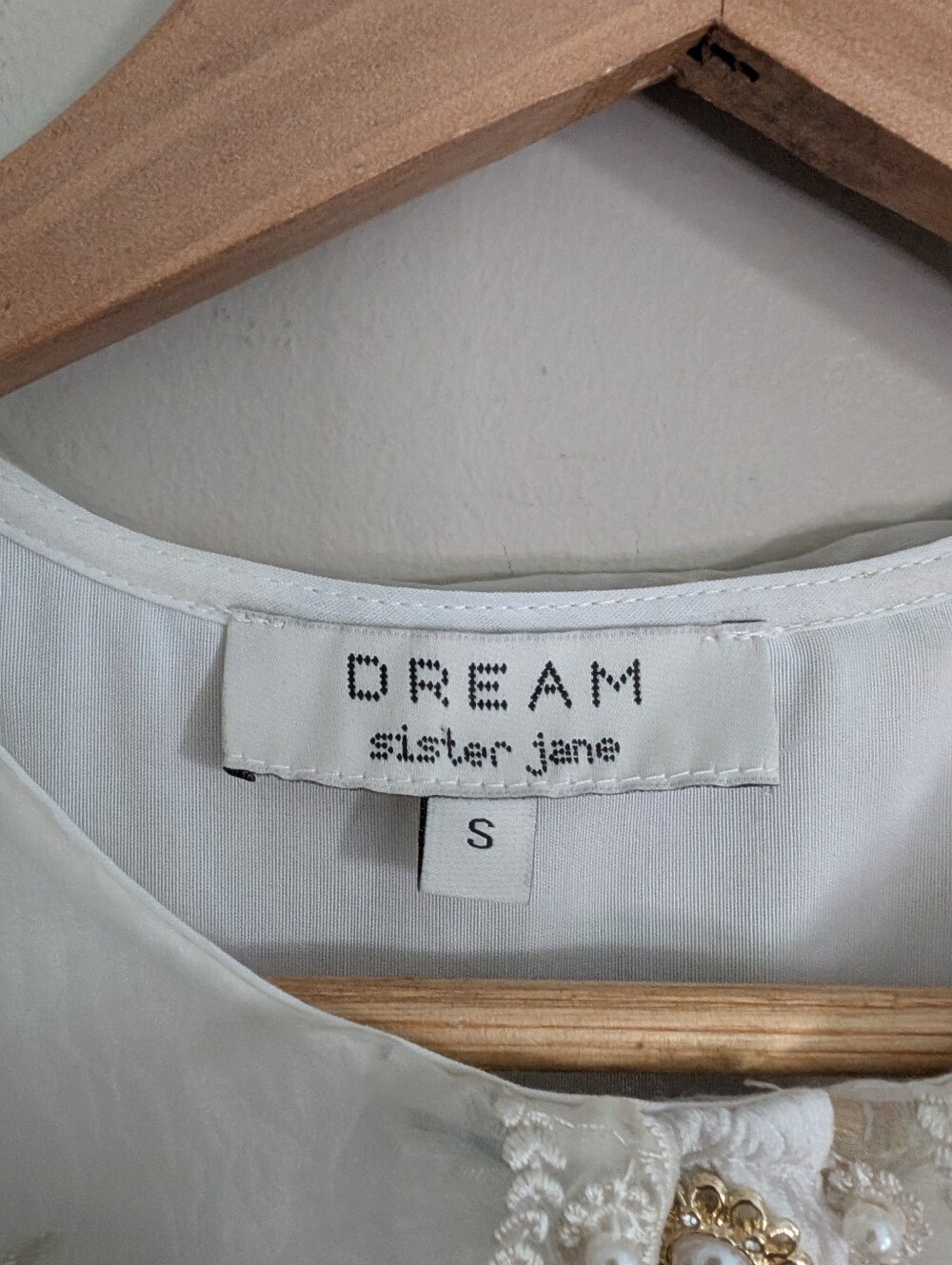 Sister Jane Dream Floral Jacquard White Gold Blouse Size S - Picture 8 of 12